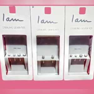 💎*I AM Sterling Silver 9.25 (TRIO Set) Crystal Stud earrings💎